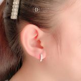  Premium X Band Sparkling Silver Hoops - Bông Tai Khoen Bản Đính Đá Hoa Văn X- Size 13mm Ddreamer 3043BTK 