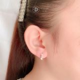  Lucky Flower Band Silver Hoops - Bông Tai Khoen Cỏ 4 Lá Đính Đá Bản Dày - Size 13mm Ddreamer 3040BTK 