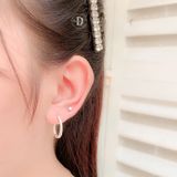  Premium Sparkling Ribbon Cuff Line Earrings - Bông Tai Cuff Bản Oval Xoắn Đính Đá - Size 2cm Ddreamer P3041BTH 