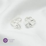  Layer Ribbon Bow Silver Hoops Earrings - Hoa Tai Khoen Nơ Trơn Ddreamer - 3142BTK 