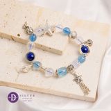  Chuỗi Vòng Đá Aquamarine & Ưu Linh Trắng ,Topaz - Vòng Đá Thiên Nhiên Mix Charm Bạc 925 - Ddreamer 