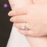  Nhẫn Đá Moissanite Đá Chủ 6.3li- Ổ Trái Tim Bản Dày Đính 5 Viên Moi - Nhẫn Bạc 925 Cao Cấp Đính Moissanite 6.3mm Sterling Silver Ring 