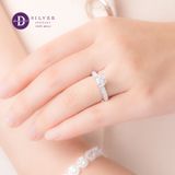  Nhẫn Đá Moissanite Đá Chủ 6.3li- Ổ Trái Tim Bản Dày Đính 5 Viên Moi - Nhẫn Bạc 925 Cao Cấp Đính Moissanite 6.3mm Sterling Silver Ring 