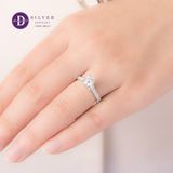  Nhẫn Đá Moissanite Đá Chủ 6.3li- Ổ Trái Tim Bản Dày Đính 5 Viên Moi - Nhẫn Bạc 925 Cao Cấp Đính Moissanite 6.3mm Sterling Silver Ring 