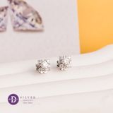  Bông Tai Nữ Đá Moissanite 4li Kiểu Hoa Cánh Nhọn Nhỏ Xinh Đính 4 Đá Moissanite 2li - Flower Moissanite Silver Earrings MBT033 