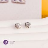  Bông Tai Nữ Đá Moissanite 4li Kiểu Hoa Cánh Nhọn Nhỏ Xinh Đính 4 Đá Moissanite 2li - Flower Moissanite Silver Earrings MBT033 