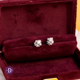  Bông Tai Nữ Đá Moissanite 4li Kiểu Hoa Cánh Nhọn Nhỏ Xinh Đính 4 Đá Moissanite 2li - Flower Moissanite Silver Earrings MBT033 