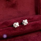  Bông Tai Nữ Đá Moissanite 4li Kiểu Hoa Cánh Nhọn Nhỏ Xinh Đính 4 Đá Moissanite 2li - Flower Moissanite Silver Earrings MBT033 