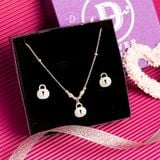  Jewelry Gift Set - Bộ Trang Sức Sparkling Lock Ổ Khóa Đính Đá CZ Sang Trọng - Heart Gift Set 