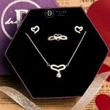  Jewelry Gift Set - Bộ Trang Sức Oval Heart & Falling Đính Đá CZ Sang Trọng - Heart Gift Set 