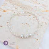  Thick Braid Pure Silver 999 Bracelets - Vòng Tay Bạc 999 Bi Bạc Và Ống Bạc Chữ Nhật 725VTT 