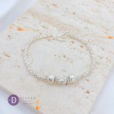  Thick Braid Pure Silver 999 Bracelets - Vòng Tay Bạc 999 Bi Bạc Và Ống Bạc Chữ Nhật 725VTT 