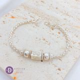  Thick Braid Pure Silver 999 Bracelets - Vòng Tay Bạc 999 Bi Bạc Và Ống Bạc Chữ Nhật 1031VTT 