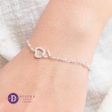  Holding Sparkling Hearts Silver Bracelets - Vòng Tay 2 Trái Tim Lồng Đính Đá  - Silver 925 1340VTH 