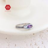  Amethyst Gemstone Snake Eye Silver Ring - Nhẫn Bạc 925 Đá Thạch Anh Tím 021SR 