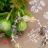  Vòng Đá Hắc Nguyệt Quang & Citrine Phối Charm Floral 