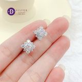  Bông Tai Hoa Tuyết Vuông Đính Moissanite - Bông Tai Nữ Đính Đá Moissanite 5Li - Moissanite Earrings MBT025 