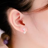  Bông Tai Ngọc Trai Nhân Tạo - Bông Tai Bạc 925 Kiểu Hình Thoi & Đá CZ - Square Stone & Pearl Earring - 2505BTH 