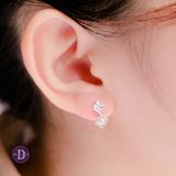  Bông Tai Ngọc Trai Nhân Tạo - Bông Tai Bạc 925 Kiểu Hình Thoi & Đá CZ - Square Stone & Pearl Earring - 2505BTH 