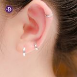  Hoa Tai Bạc 925- Hoa Tai Khoen  Trơn Hoops - Bản Vuông - 9mm - Silver 925 Earrings - 753BTK 