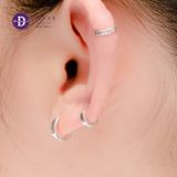  Hoa Tai Bạc 925- Hoa Tai Khoen  Trơn Hoops - Bản Vuông - 9mm - Silver 925 Earrings - 753BTK 