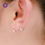  Hoa Tai Khoen Bạc 925- Hoa Tai Khoen Trơn Bản Vuông Hoops - (1cm - 1.2cm) - Silver 925 Earrings - 2709BTK 2710BTK 