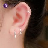  Hoa Tai Khoen Bạc 925- Hoa Tai Khoen Tròn Trơn Bản Dày Đơn Giản - Thick Basic Hoop Earrings 