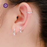  Hoa Tai Khoen Bạc 925- Hoa Tai Khoen Tròn Trơn Bản Dày Đơn Giản - Thick Basic Hoop Earrings 