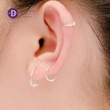  Hoa Tai Khoen Bạc 925 Xoắn Tròn Trơn Cá Tính - Twist Bar Halo Hoop Earrings 