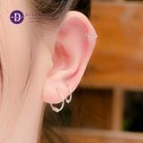  Hoa Tai Khoen Bạc 925 Xoắn Tròn Trơn Cá Tính - Twist Bar Halo Hoop Earrings 