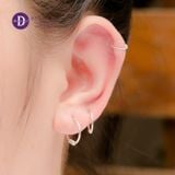  Hoa Tai Khoen Bạc 925 Xoắn Tròn Trơn Cá Tính - Twist Bar Halo Hoop Earrings 