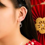  Falling Circle Silver Earrings - Hoa Tai Khoen Bạc 925 Vòng Tròn & Mặt Tròn Đính Đá Baguette Nhỏ 3013BTK 