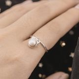  Pearl Cat Silver 925 Ring - Nhẫn Bạc 925 Hình Mèo Đính Ngọc Trai 1540NH 