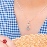  Mặt Dây Chuyền Đá Aquamarine Hỗ Trợ Sức Khoẻ -  Dây Chuyền Nơ Nữ Tính - Dây Chuyền Đá Phong Thuỷ 