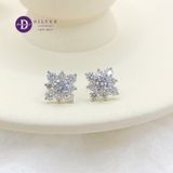  Bông Tai Hoa Tuyết Vuông Đính Moissanite - Bông Tai Nữ Đính Đá Moissanite 5Li - Moissanite Earrings MBT025 