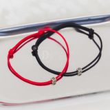  Vòng tay dây thắt Charm Bạc 925 Hoa Hồng Mini - Dây Đỏ/Đen 