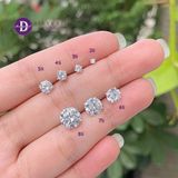  Hoa Tai Bạc 925 - Hoa Tai Gemstone 1 Viên Đá Cz Trắng - Đá Đen Đơn Giản - Black/White CZ Stone Sliver 925 Earrings Ddreamer 1022BTH 