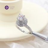  Nhẫn Đá Moissanite Đá Chủ 6.3li - Chop Halo Tròn - Nhẫn Bạc 925 Cao Cấp Đính Moissanite 6mm Sterling Silver Ring 