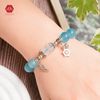 Vòng Đá Phong Thủy - Lu Thống Ưu Linh Trắng & Aquamarine Phối Charm Bạc 925