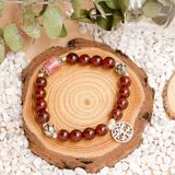  Vòng Đá Phong Thủy - Lu Thống Đào Hoa - Garnet Đỏ Phối Charm Bạc Family Tree 