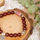  Vòng Đá Phong Thủy - Lu Thống Đào Hoa - Garnet Đỏ Phối Charm Bạc Family Tree 