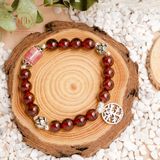  Vòng Đá Phong Thủy - Lu Thống Đào Hoa - Garnet Đỏ Phối Charm Bạc Family Tree 