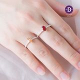  Nhẫn Bạc 925 - Nhẫn Đá CZ Giọt Nước Line Đá Trắng - Colorful Teardrop - Đá Màu 871NH 