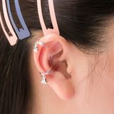  Hoa Tai Bạc 925 Kẹp Vành Earcuff Double Line Falling Heart 2049EC 