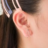  Hoa Tai Bạc 925 Kẹp Vành Earcuff Double Star Lines 2260EC 