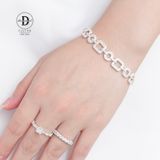  Vòng Tay Premium Bạc 925 - Circle & Square Chain - Xích Vuông Tròn Đính Đá P1203VTH 