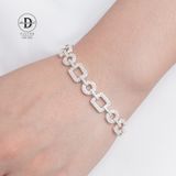  Vòng Tay Premium Bạc 925 - Circle & Square Chain - Xích Vuông Tròn Đính Đá P1203VTH 