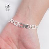  Vòng Tay Premium Bạc 925 - Circle & Square Chain - Xích Vuông Tròn Đính Đá P1203VTH 