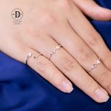  Nhẫn Ngón Út Bạc 925 Hình Tam Giác - Crossing Triangle Pinky Ring (1 Đá 1 Trơn) 2114NH 