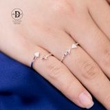  Nhẫn Ngón Út Bạc 925 Hình Tam Giác - Crossing Triangle Pinky Ring (1 Đá 1 Trơn) 2114NH 